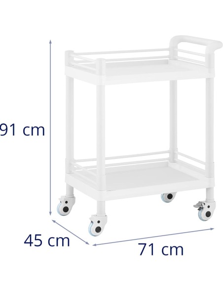 Kosmetinių procedūrų laboratorinis vežimėlis su 2 lentynomis 71 x 45 x 91 cm 20 kg Kosmetinių procedūrų laboratorinis vežimėlis su 2 lentynomis 71 x 45 x 91 cm 20 kg