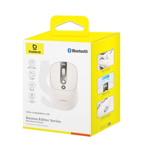
Belaidė pelė su įkraunamo akumuliatoriaus indikatoriumi, 4000DPI, 800mAh, 2.4GHz, BT – balta
