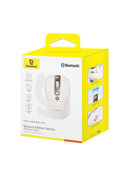 
Belaidė pelė su įkraunamo akumuliatoriaus indikatoriumi, 4000DPI, 800mAh, 2.4GHz, BT – balta
