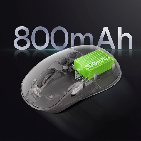 
Belaidė pelė su įkraunamo akumuliatoriaus indikatoriumi, 4000DPI, 800mAh, 2.4GHz, BT – žalia
