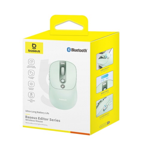 
Belaidė pelė su įkraunamo akumuliatoriaus indikatoriumi, 4000DPI, 800mAh, 2.4GHz, BT – žalia
