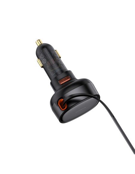 
USB-A automobilinis įkroviklis su ištraukiamu „iPhone Lightning“ laidu, 55 W – juodas
