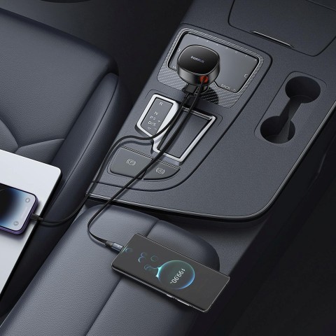 
USB-A automobilinis įkroviklis su ištraukiamu „iPhone Lightning“ laidu, 55 W – juodas
