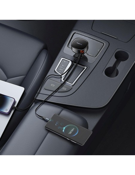 
USB-A automobilinis įkroviklis su ištraukiamu „iPhone Lightning“ laidu, 55 W – juodas
