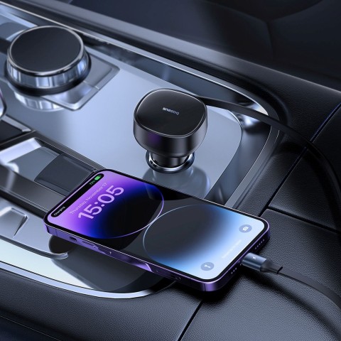 
USB-A automobilinis įkroviklis su ištraukiamu „iPhone Lightning“ laidu, 55 W – juodas
