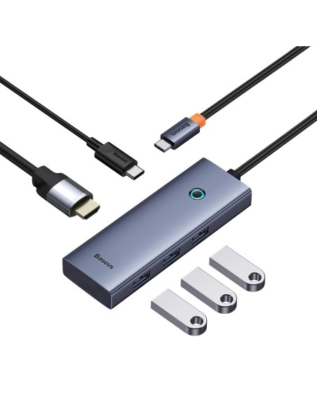 
ŠAKOTĖLIS 5 viename skirstytuvas USB-C į HDMI USB-A USB-C PD 4K - pilkas
