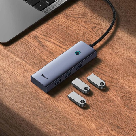 
ŠAKOTĖLIS 5 viename skirstytuvas USB-C į HDMI USB-A USB-C PD 4K - pilkas
