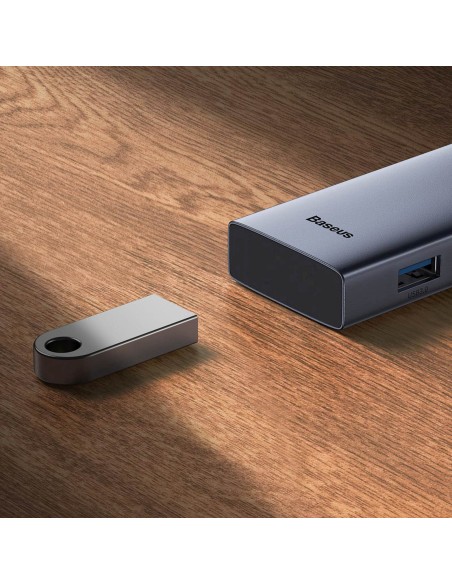 
ŠAKOTĖLIS 5 viename skirstytuvas USB-C į HDMI USB-A USB-C PD 4K - pilkas

