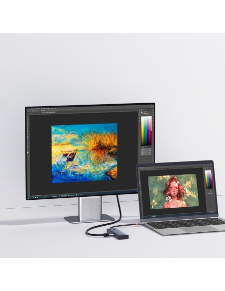 
ŠAKOTĖLIS 5 viename skirstytuvas USB-C į HDMI USB-A USB-C PD 4K - pilkas
