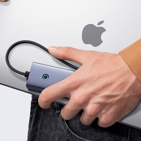 
ŠAKOTĖLIS 5 viename skirstytuvas USB-C į HDMI USB-A USB-C PD 4K - pilkas
