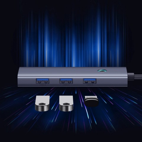 
ŠAKOTĖLIS 5 viename skirstytuvas USB-C į HDMI USB-A USB-C PD 4K - pilkas
