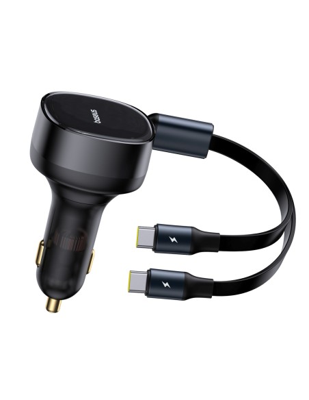 
2 viename automobilinis įkroviklis su dviem USB-C laidais, 33 W – juodas
