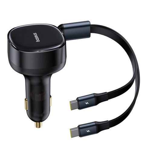 
2 viename automobilinis įkroviklis su dviem USB-C laidais, 33 W – juodas

