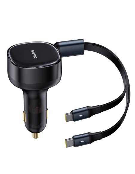 
2 viename automobilinis įkroviklis su dviem USB-C laidais, 33 W – juodas
