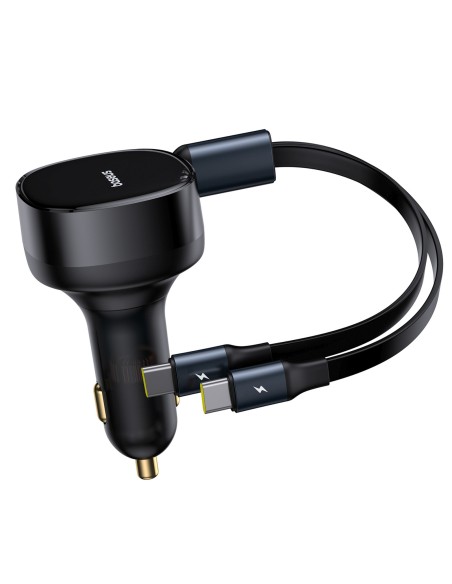 
2 viename automobilinis įkroviklis su dviem USB-C laidais, 33 W – juodas
