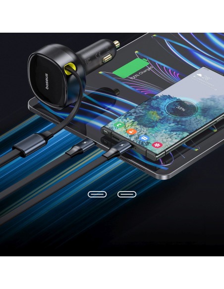 
2 viename automobilinis įkroviklis su dviem USB-C laidais, 33 W – juodas
