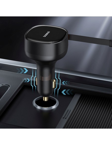 
2 viename automobilinis įkroviklis su dviem USB-C laidais, 33 W – juodas
