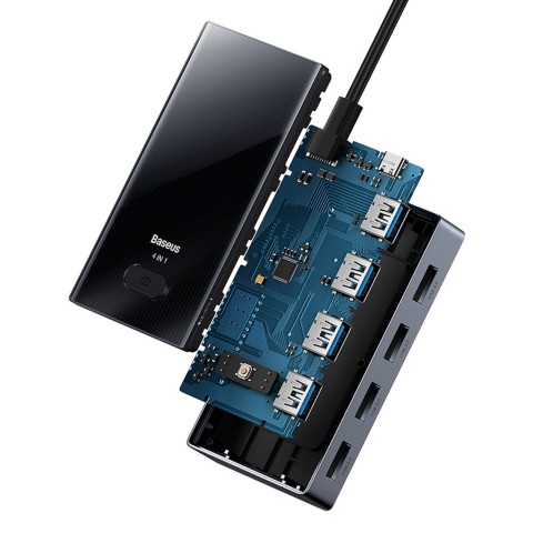 
USB-C į 4x USB-A šakotuvo skirstytuvas – pilkas
