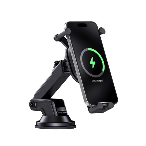 
„Gravity“ automobilio laikiklis su indukciniu išmaniojo telefono įkrovikliu ir siurbtuku, 15 W – juodas

