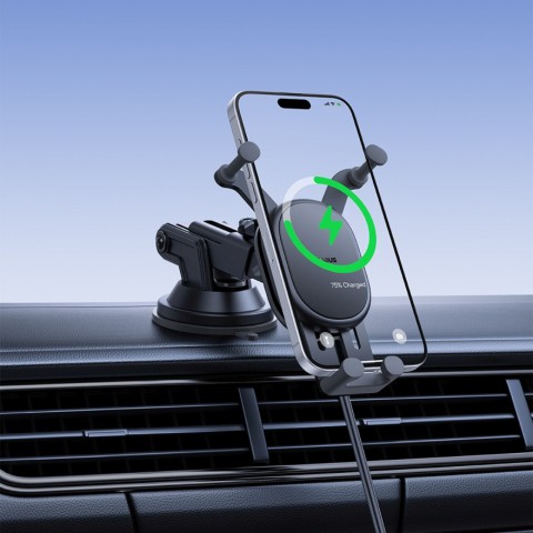 
„Gravity“ automobilio laikiklis su indukciniu išmaniojo telefono įkrovikliu ir siurbtuku, 15 W – juodas

