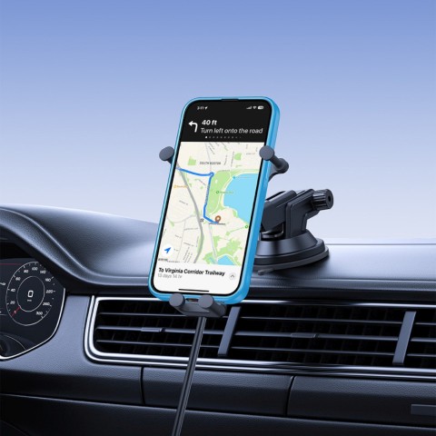 
„Gravity“ automobilio laikiklis su indukciniu išmaniojo telefono įkrovikliu ir siurbtuku, 15 W – juodas
