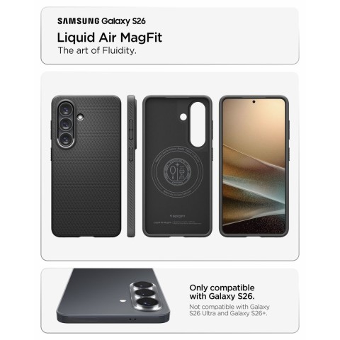 
„Samsung Galaxy S26“ „Liquid Air MagSafe“ dėklas – juodas
