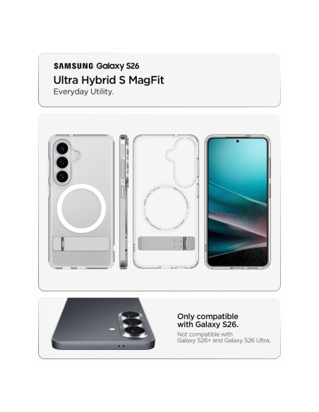 
„Samsung Galaxy S26 Ultra Hybrid S MagSafe“ dėklas – skaidrus ir baltas
