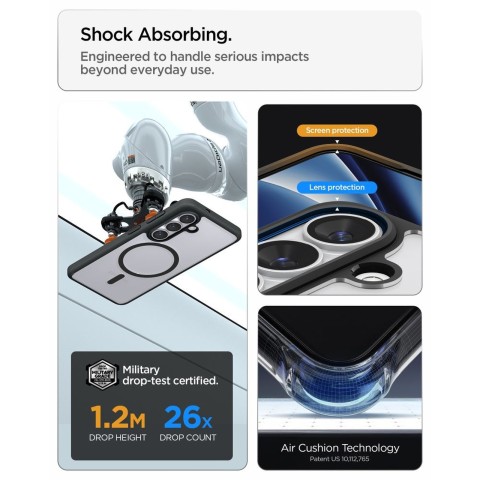
„Samsung Galaxy S26+ Ultra Hybrid MagSafe“ dėklas – permatomas juodas
