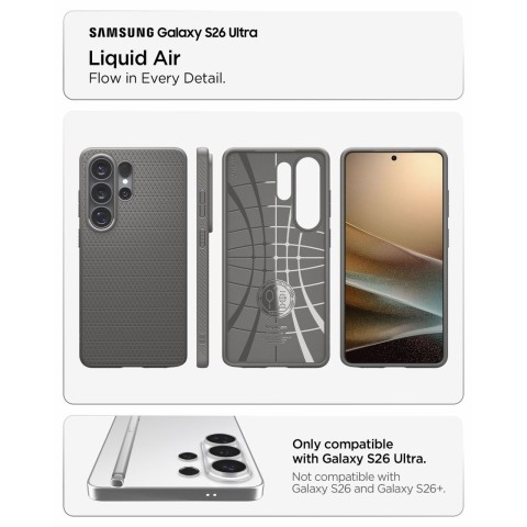 
„Samsung Galaxy S26 Ultra Liquid Air“ dėklas – pilkas
