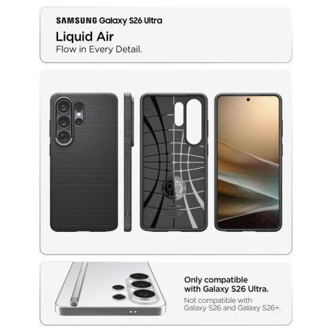 
„Samsung Galaxy S26 Ultra Liquid Air“ dėklas – juodas
