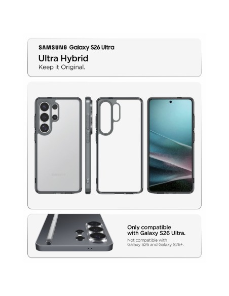 
„Samsung Galaxy S26 Ultra Ultra Hybrid“ dėklas – skaidrus juodas
