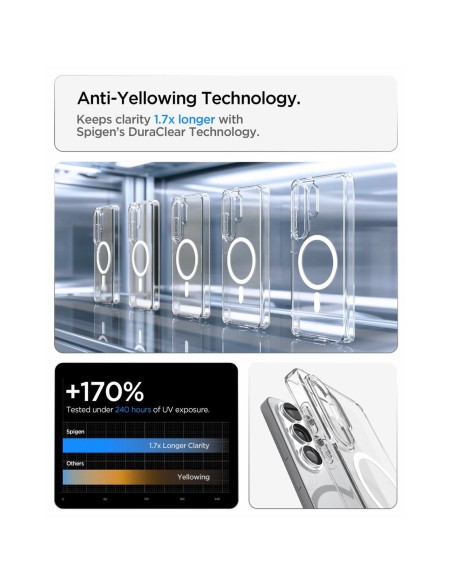 
„Samsung Galaxy S26 Ultra Ultra Hybrid MagSafe“ dėklas – skaidrus ir baltas
