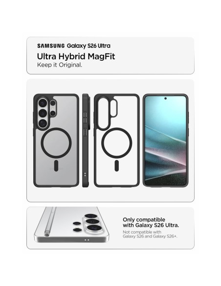 
„Samsung Galaxy S26 Ultra Ultra Hybrid MagSafe“ dėklas – permatomas juodas
