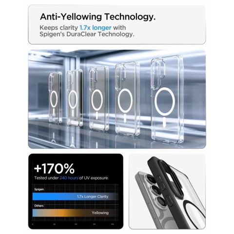 
„Samsung Galaxy S26 Ultra Ultra Hybrid MagSafe“ dėklas – permatomas juodas
