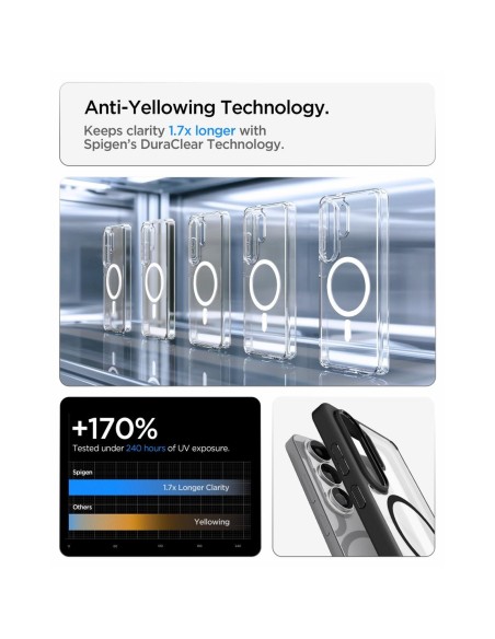 
„Samsung Galaxy S26 Ultra Ultra Hybrid MagSafe“ dėklas – permatomas juodas
