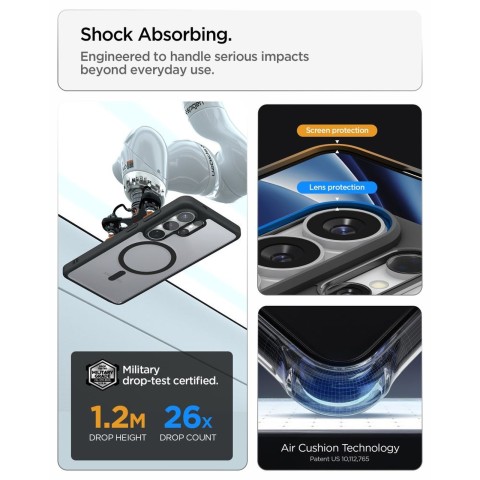 
„Samsung Galaxy S26 Ultra Ultra Hybrid MagSafe“ dėklas – permatomas juodas
