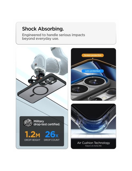 
„Samsung Galaxy S26 Ultra Ultra Hybrid MagSafe“ dėklas – permatomas juodas
