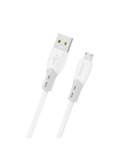 
Silikoninis pintas kabelis USB-A - micro USB L25SM 3A 1m - baltas
