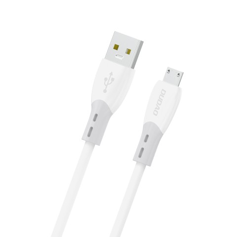 
Silikoninis pintas kabelis USB-A - micro USB L25SM 3A 1m - baltas
