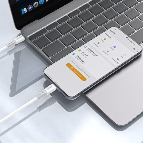 
Silikoninis pintas laidas USB-C L25SC 60W 1m - baltas
