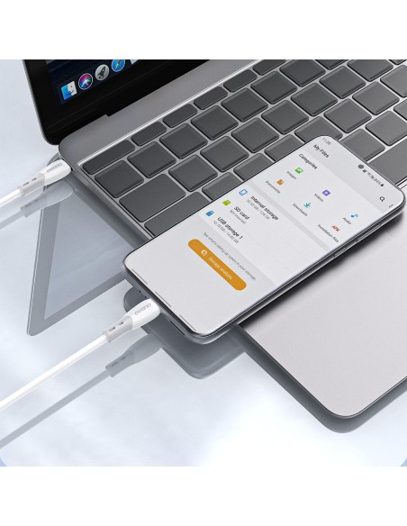 
Silikoninis pintas laidas USB-C L25SC 60W 1m - baltas
