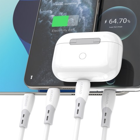 
Silikoninis pintas laidas USB-C L25SC 60W 1m - baltas
