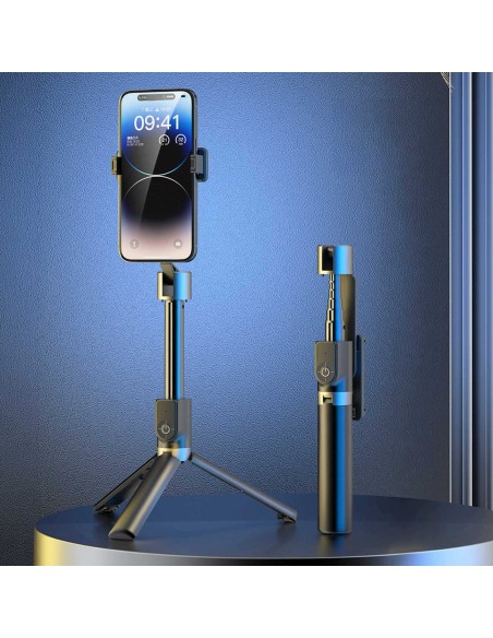 
Asmenukių lazda su trikoju ir „Bluetooth“ nuotolinio valdymo pultu 1,1 m - juoda
