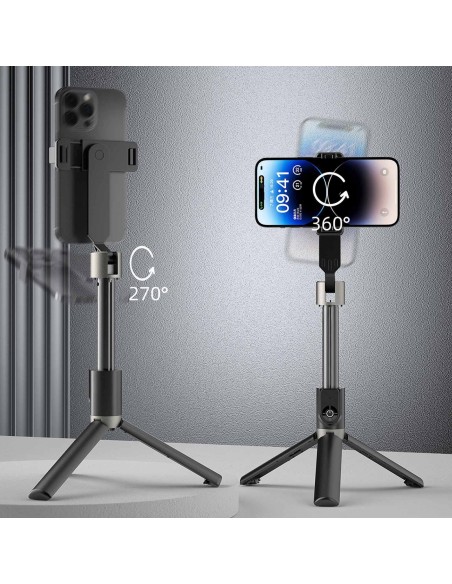 
Asmenukių lazda su trikoju ir „Bluetooth“ nuotolinio valdymo pultu 1,1 m - juoda
