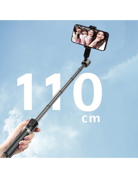 
Asmenukių lazda su trikoju ir „Bluetooth“ nuotolinio valdymo pultu 1,1 m - juoda
