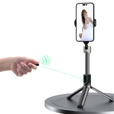 
Asmenukių lazda su trikoju ir „Bluetooth“ nuotolinio valdymo pultu 1,1 m - juoda
