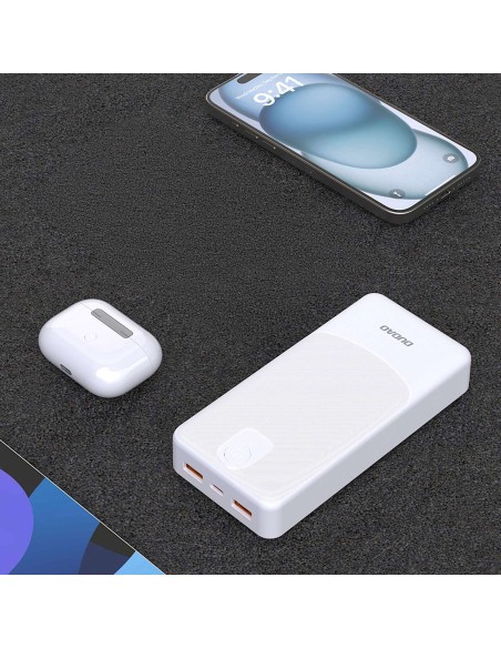
20000mAh USB-A K10Pro 2.4A nešiojama baterija - balta
