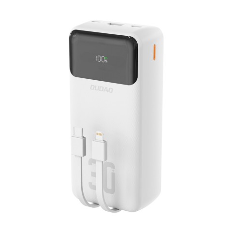 
30000mAh USB-A USB-C K15Max PD 22.5W nešiojamas įkroviklis su USB-C iPhone Lightning laidu – baltas
