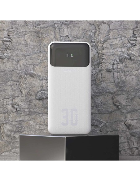 
30000mAh USB-A USB-C K15Max PD 22.5W nešiojamas įkroviklis su USB-C iPhone Lightning laidu – baltas
