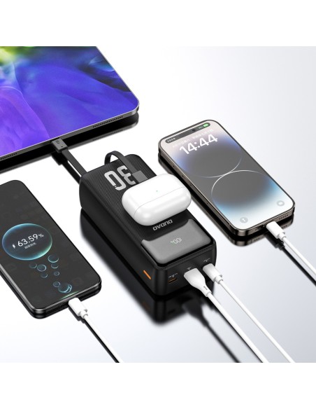 
30000mAh USB-A USB-C K15Max PD 22.5W nešiojamas įkroviklis su USB-C iPhone Lightning laidu – baltas
